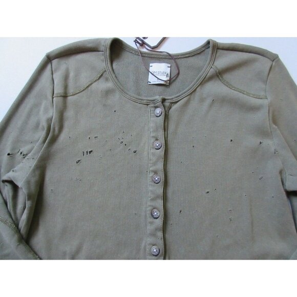 NWT GM Studio The Mini in Vintage Military Green Destroyed Henley Dress M/L - Picture 5 of 7